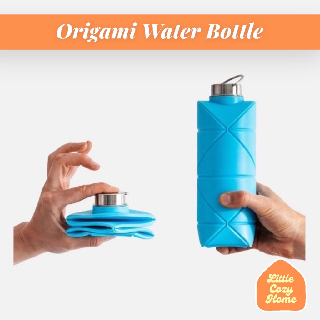 Origami Water Bottle / Foldable Silicone Collapsible Botol Minum Anti Tumpah Travel Praktis Mini Lipat Air Kopi Jus Kapasitas Besar BPA Free Silikon