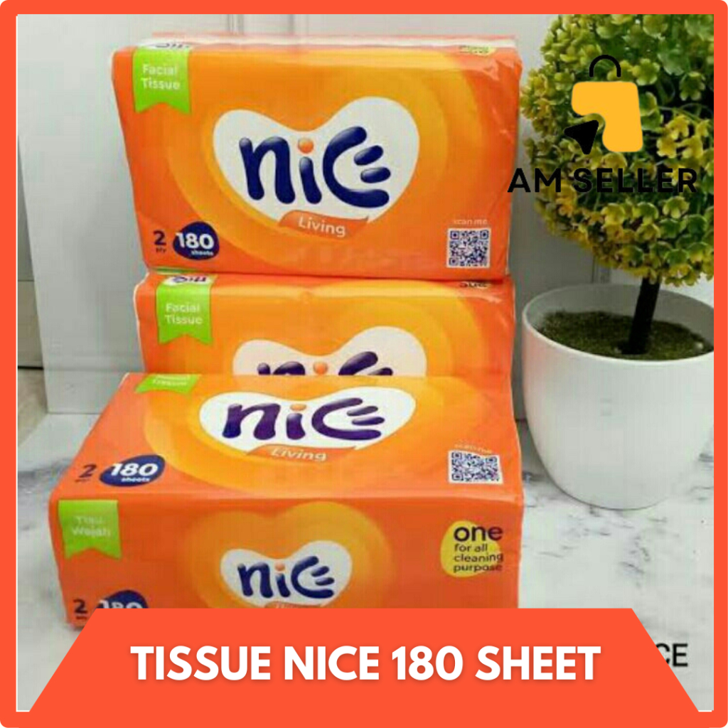 	 Tissue Tissu Tisu Nice 2Ply Facial 180 Sheets	