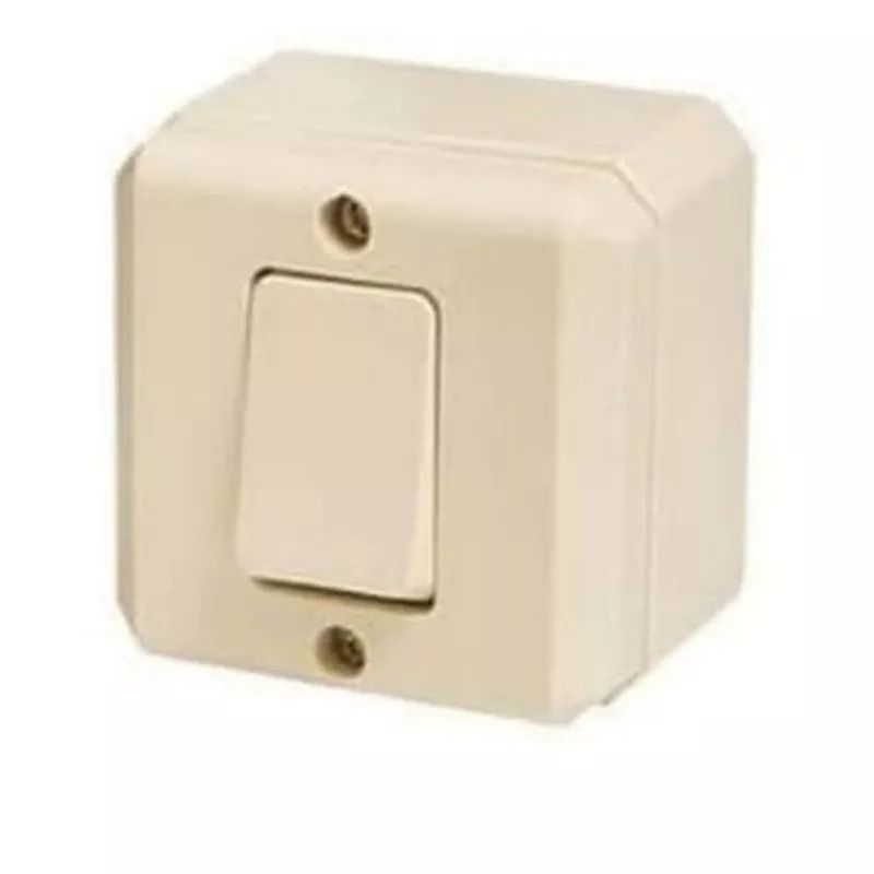 BROCO OB Saklar Engkel Segi Cream Tunggal Tempel Kayu Single - 16210