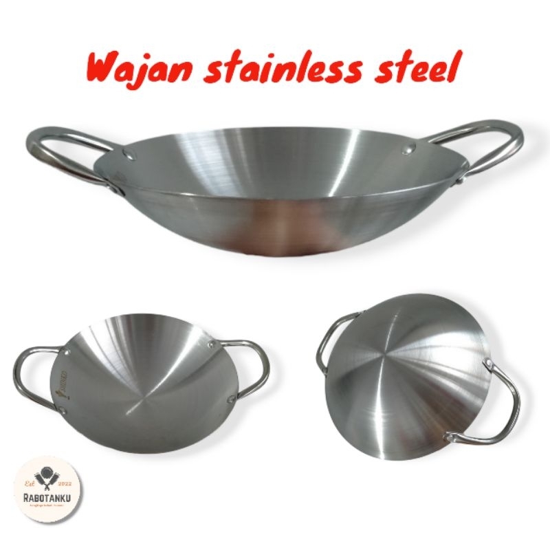 Wajan / kuali stainless steel tebal diameter 24cm / wajan tebal stainless steel kecil / kuali stainl