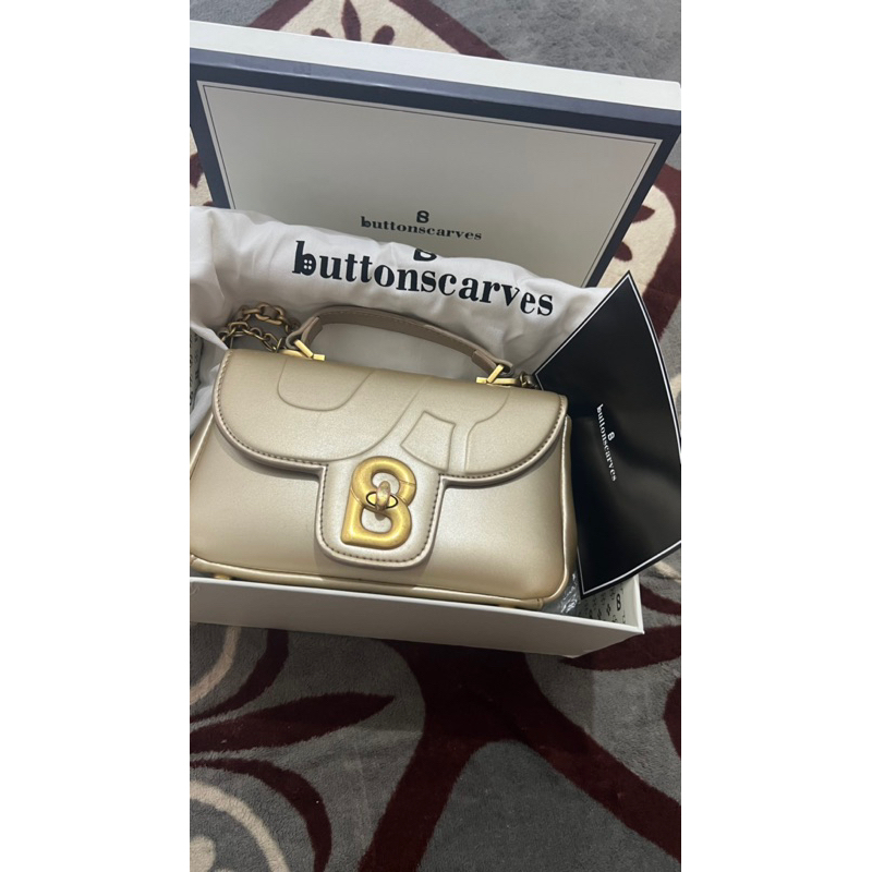 preloved tas button warna gold