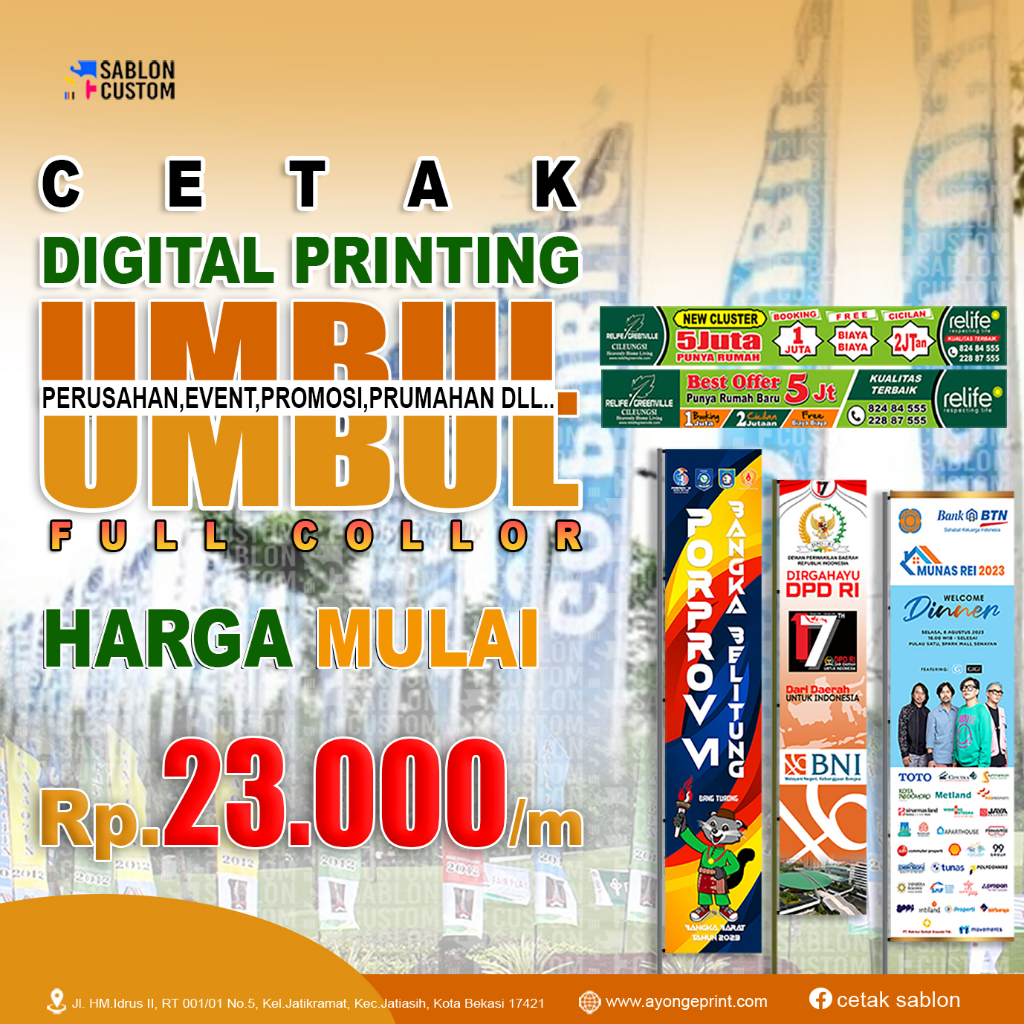 Print Textile umbul umbul kain TC Lokal Murah berkualitas