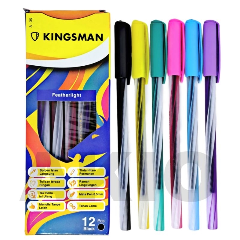 

Bolpoin LILIN ULIR SPIRAL 0.5 mm HITAM KINGSMAN Pulpen Ballpoint Bolpen