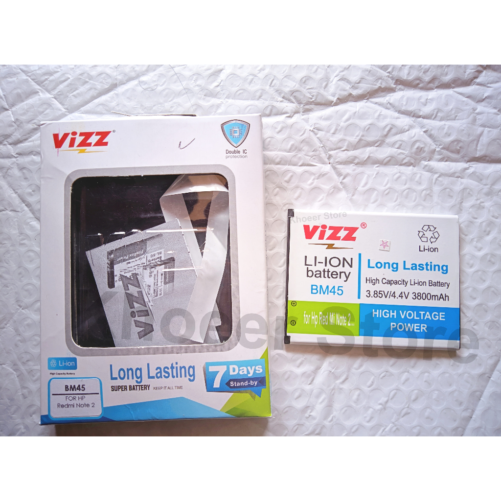 Baterai Redmi Note 2 merk Vizz original bekas (second) normal