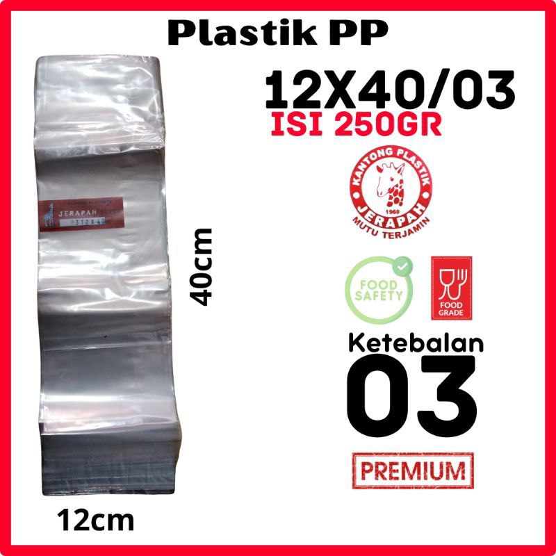 Plastik PP 12x40/03 250gr merk Jerapah