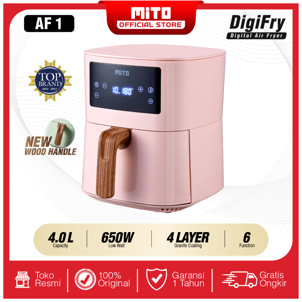 Mito Air Fryer AF1 V2 4L Low Watt Original - Mesin Penggoreng Tanpa Minyak Anti Lengket - Hemat List