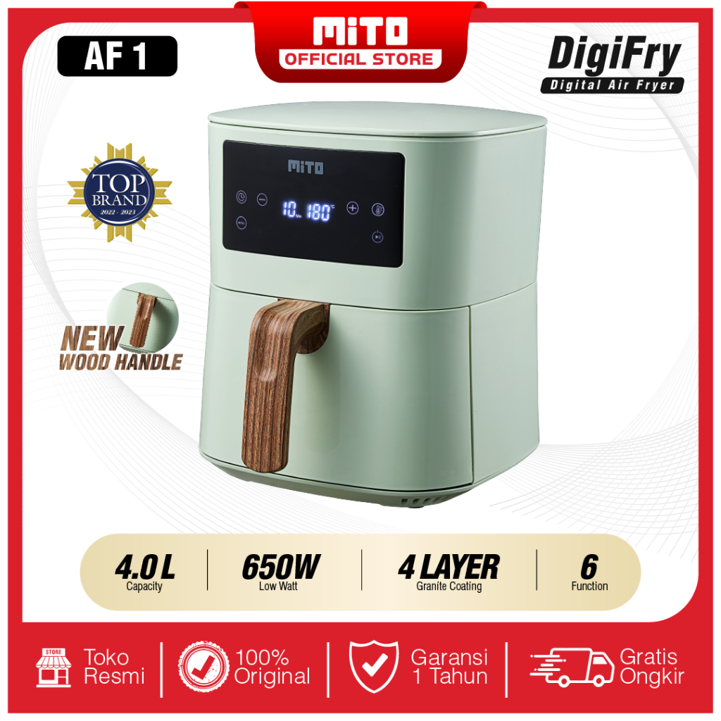 Mito Air Fryer AF1 V2 4L Low Watt Original - Mesin Penggoreng Tanpa Minyak Anti Lengket - Hemat List