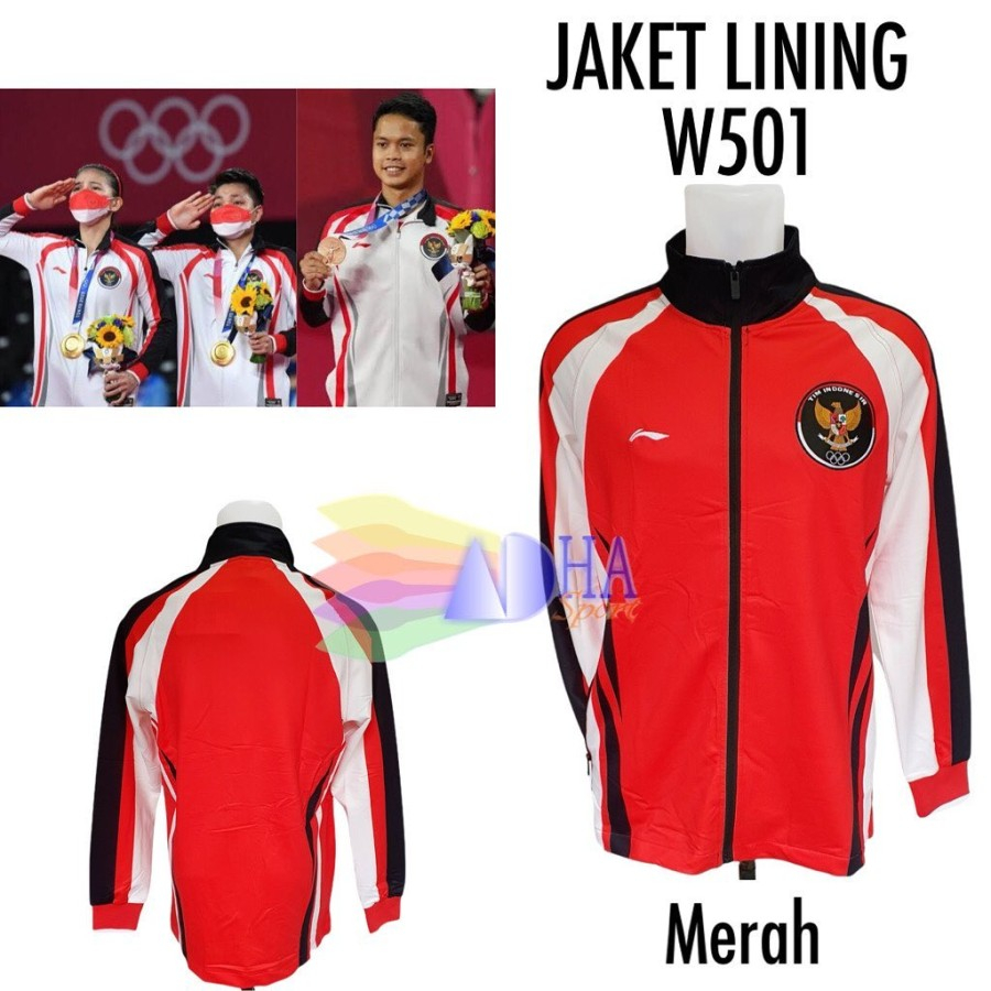 Jaket Badminton Olimpiade L W501 / W 501 Merah ADHA SPORT