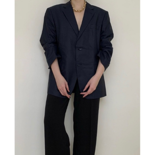 Recycled - Dark Blue Patterned Blazer - Outer Jas Warna Biru Tua Bermotif