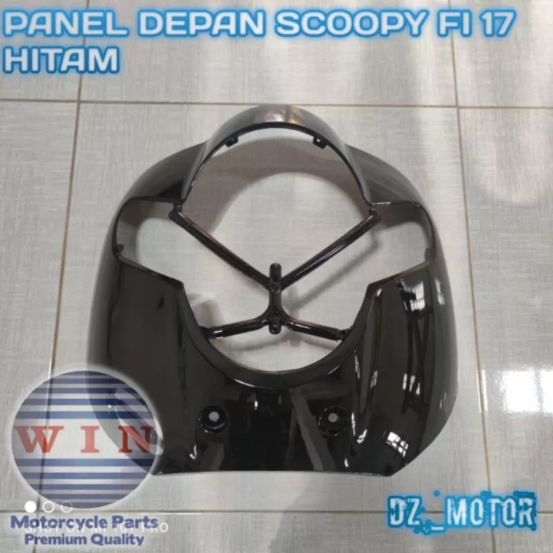 *Cover front Tameng lampu Panel kap body depan scoopy fi esp new 2018 2019 2020 k93 Hitam Glosi