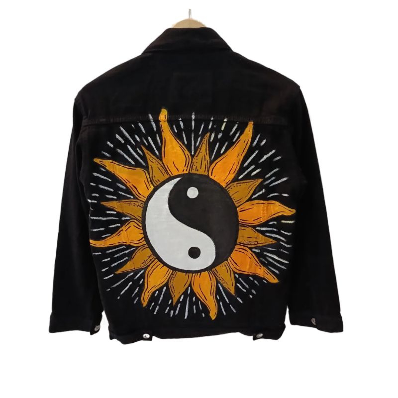 JAKET DENIM CUSTOM LUKIS YIN-YANG
