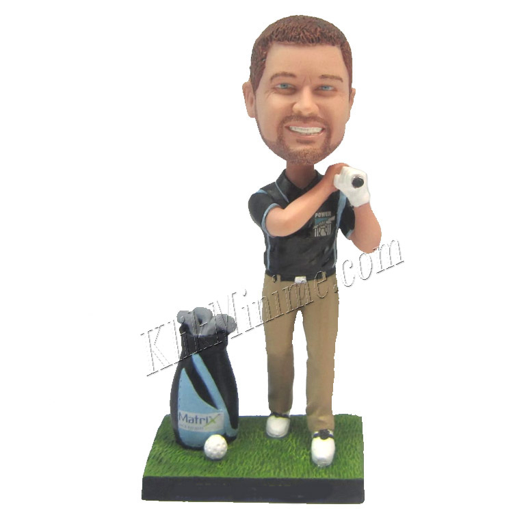 Patung Karikatur model Golf with Bag