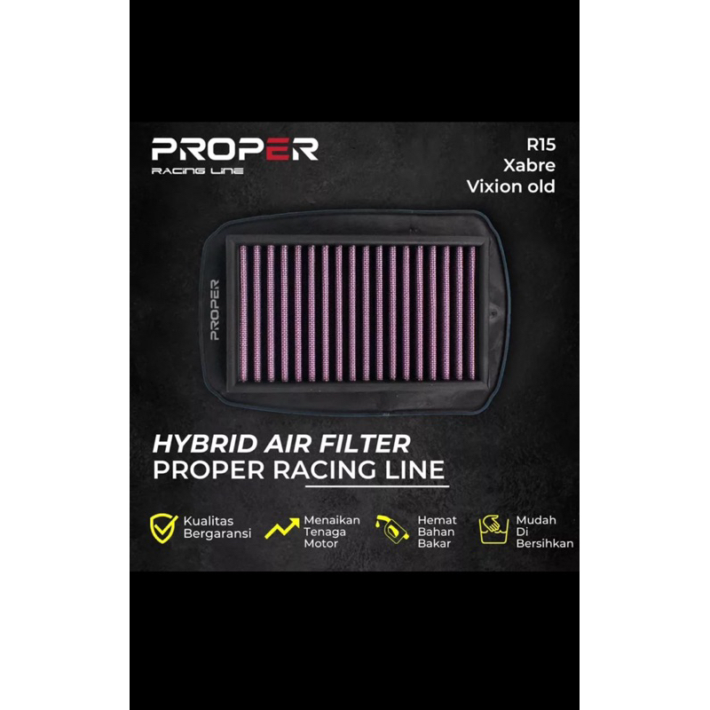 HYBRID AIR FILTER - FILTER UDARA PROPER RACING LINE R15 V2 - VIXION OLD - XABRE - R25 - MT 25 - JUPI