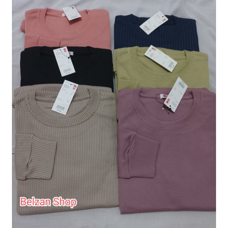 ATASAN WANITA OVAL LENGAN PANJANG/WAFEL Uniqlo/Kaos Polos=