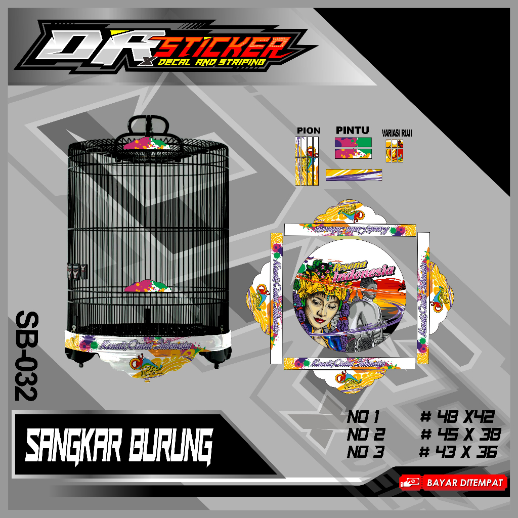 [BISA COD] Stiker Decal Tebok Murai - Sticker Decal Sangkar Burung Terbaru