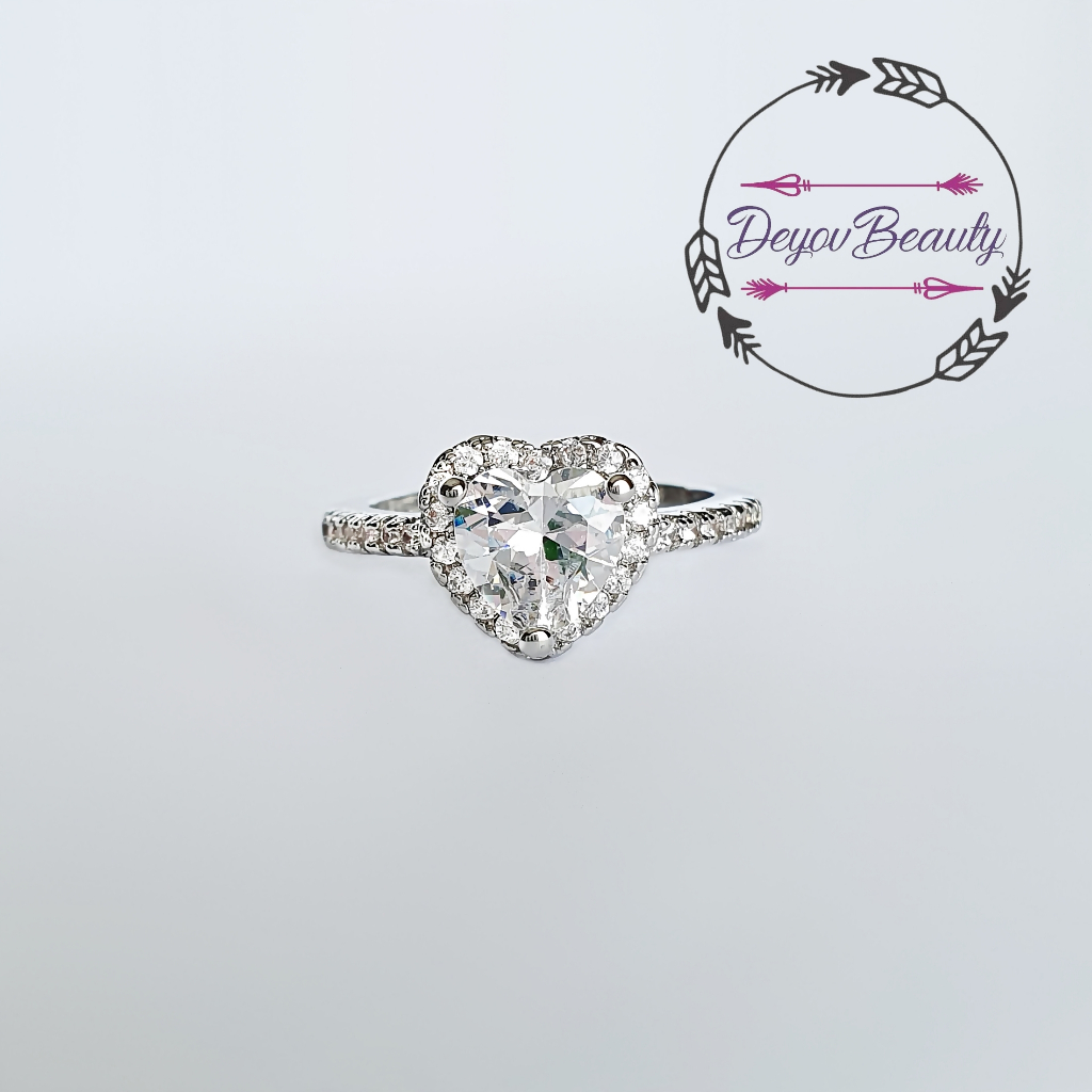 Silver 925 Diamond Ring Cincin Berlian - DYR028 Love Ring
