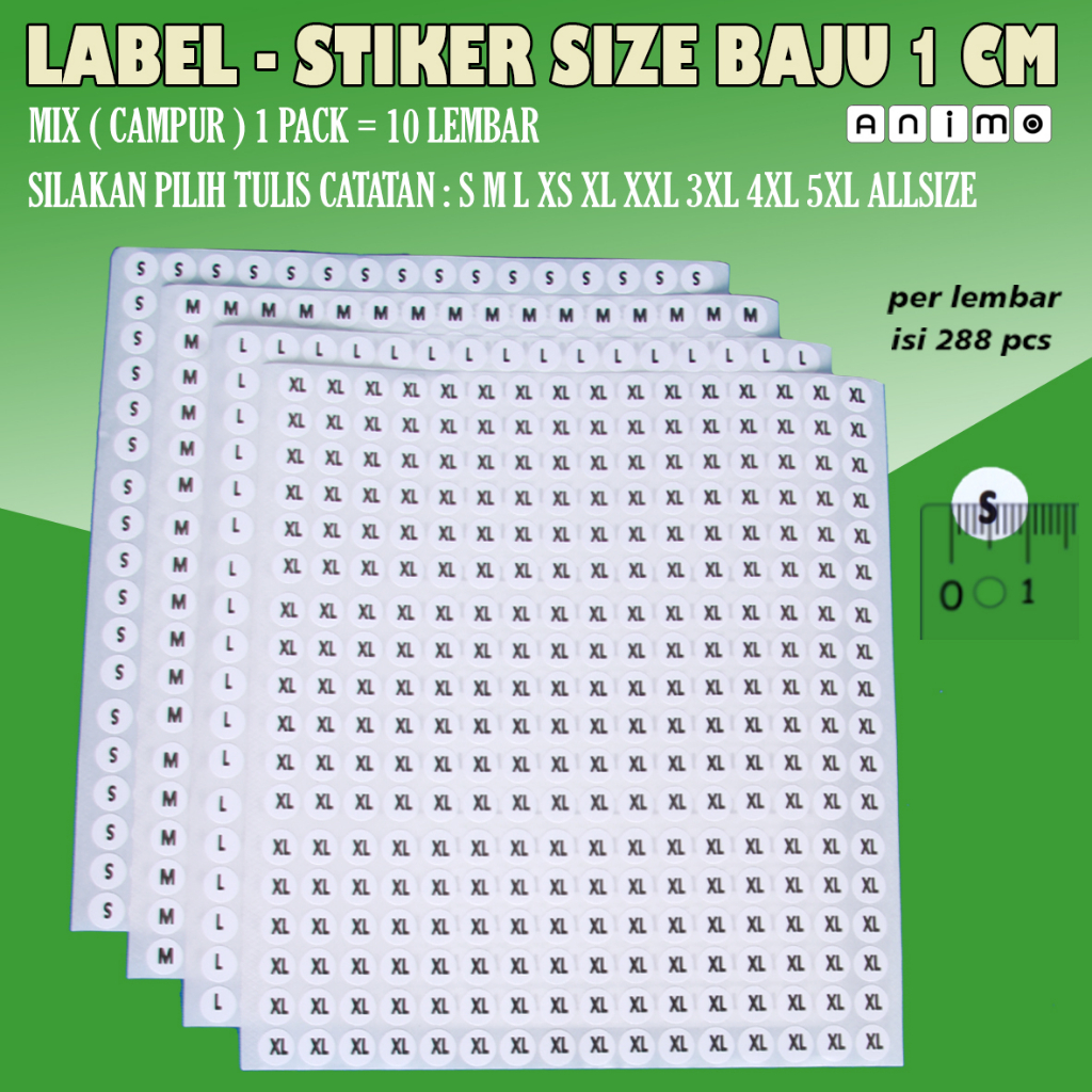 

STIKER SIZE BAJU Campur Ukuran S M L XS XL XXL 3XL 4XL 5 XL ALLSIZE