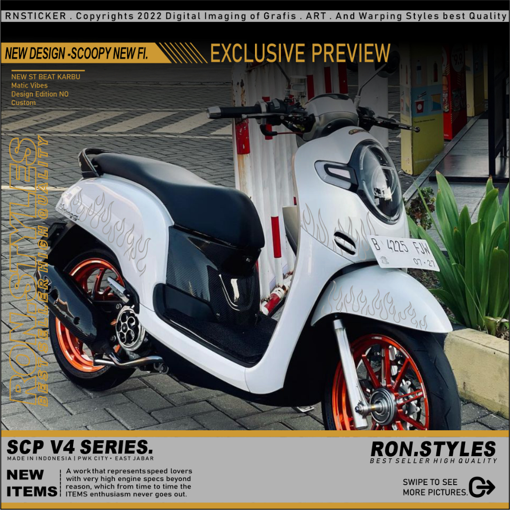 SCV4 CUTTING STICKER STRIPING VARIASI SCOOPY NEW 2018 STRIPING SCOOPY API STRIPING SCOOPY HOTWHEELS