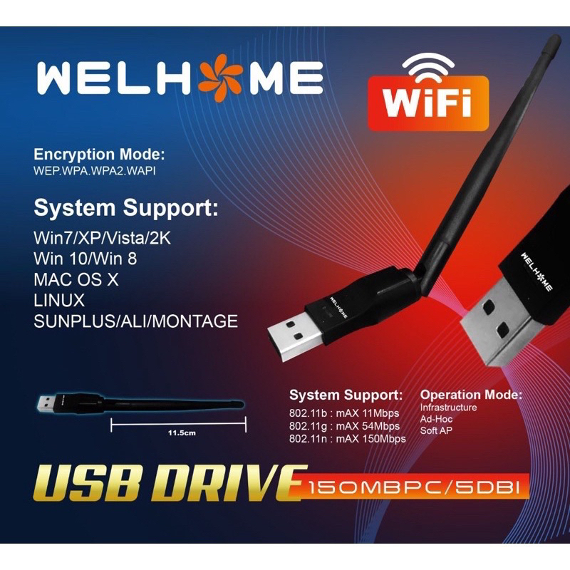 USB Wifi Wireless Dongle Adapter MT-7601 Welhome￼