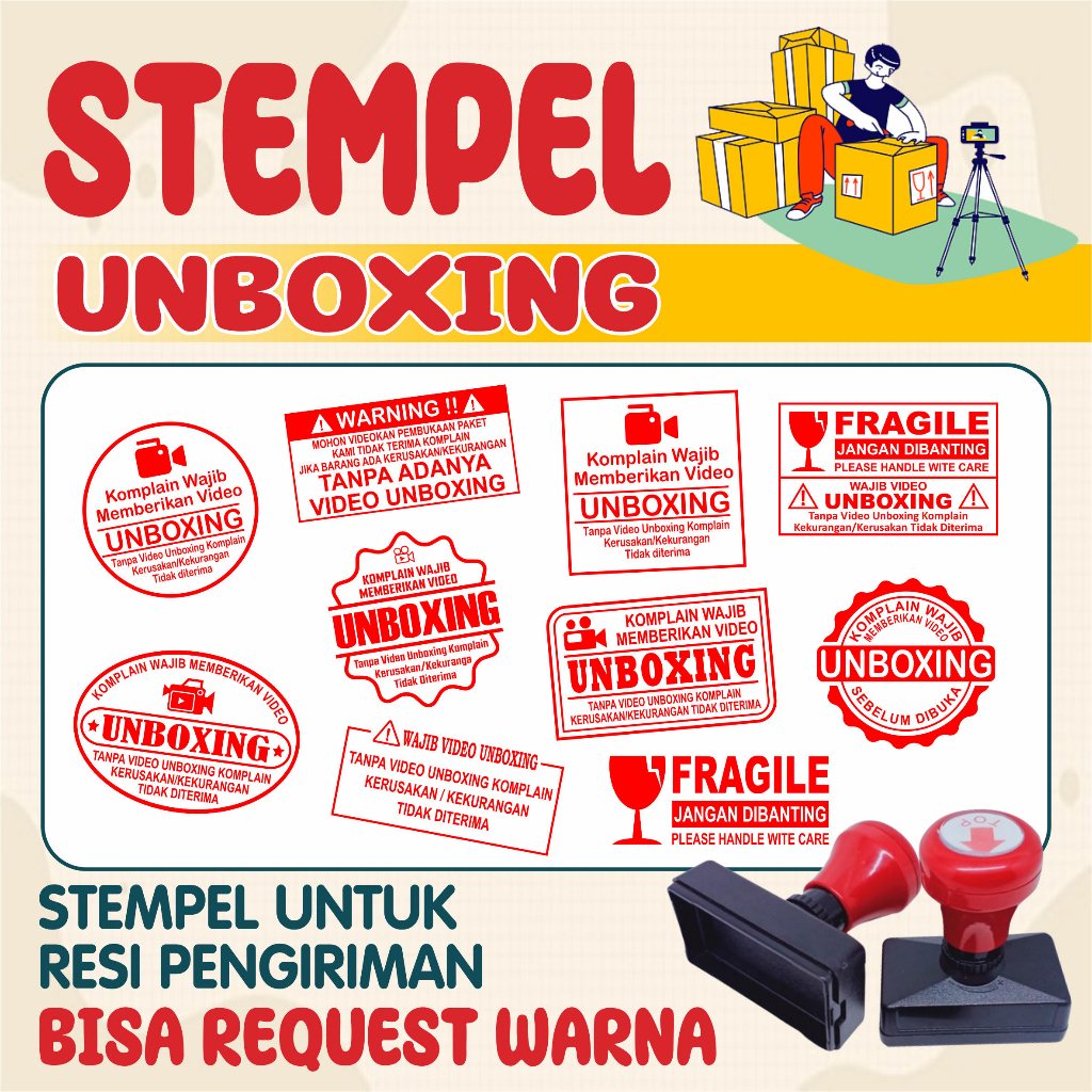 

Stempel Unboxing untuk resi pengirima tinta otomatis