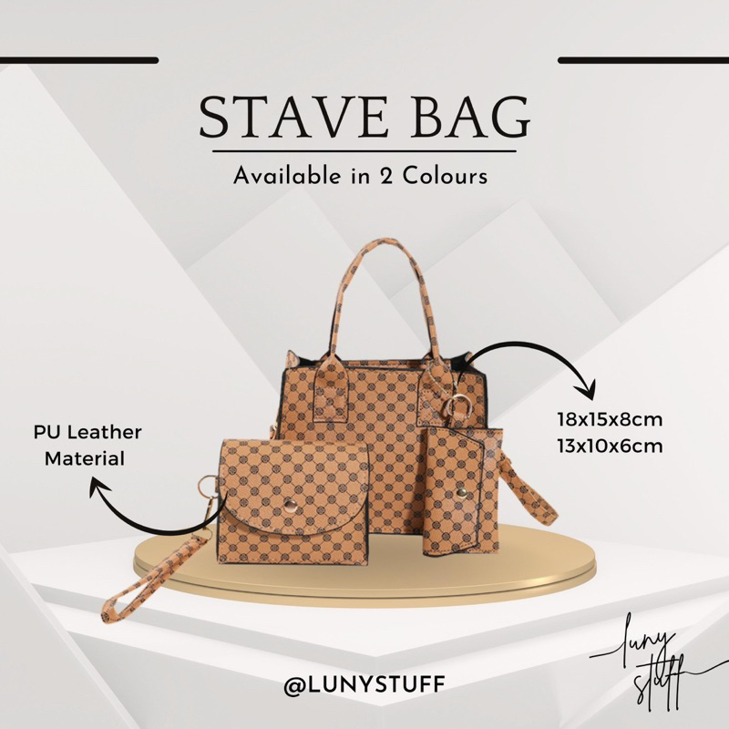 STAVE BAG - TAS FASHION WANITA 3 in 1 SELEMPANG WANITA TAS BAHU SHOULDER BAG