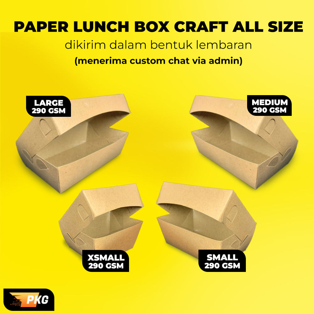 Lunch Box Kraft / Paper Lunch Box Coklat All Size / Kraft Lunch Box
