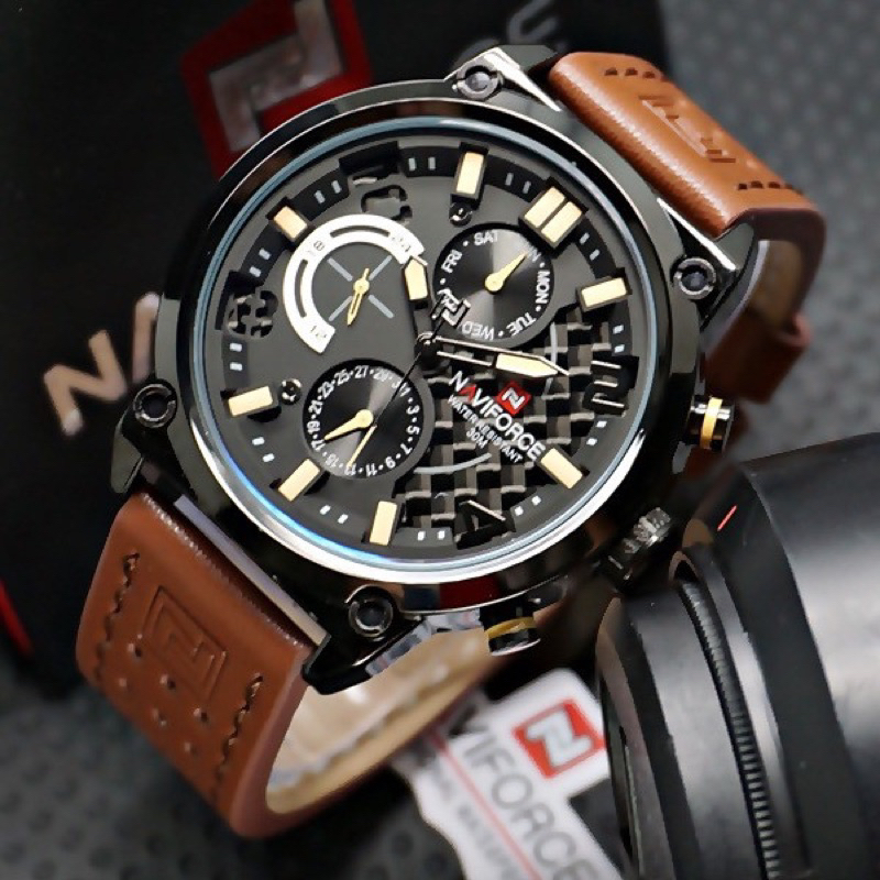 JAM TANGAN PRIA NAVIFORCE ORIGINAL 9068M KULIT CHRONOGRAPH GARANSI RESMI DISTRIBUTOR