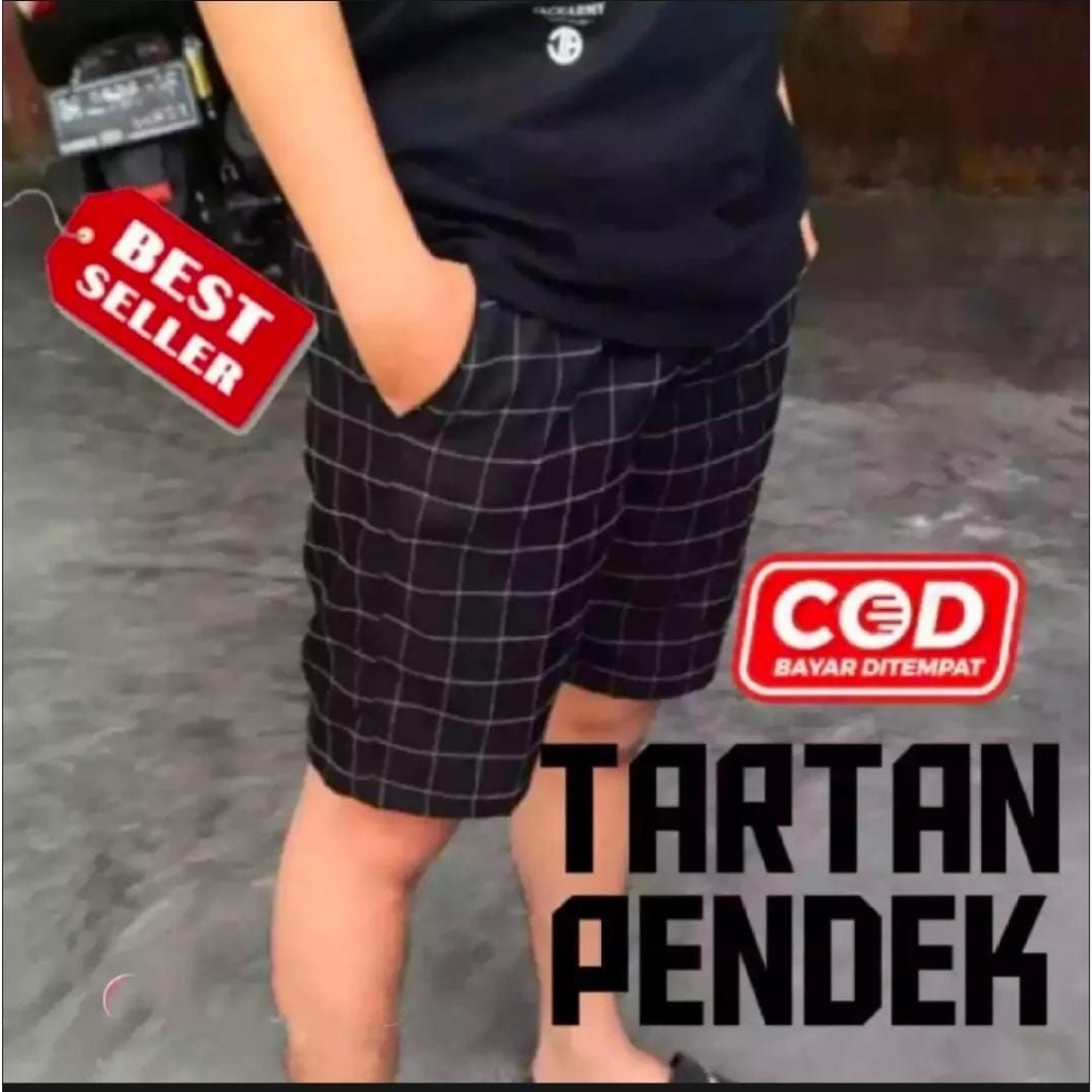 Celana Tartan Pendek / Celana Kotak-kotak Pendek Pria