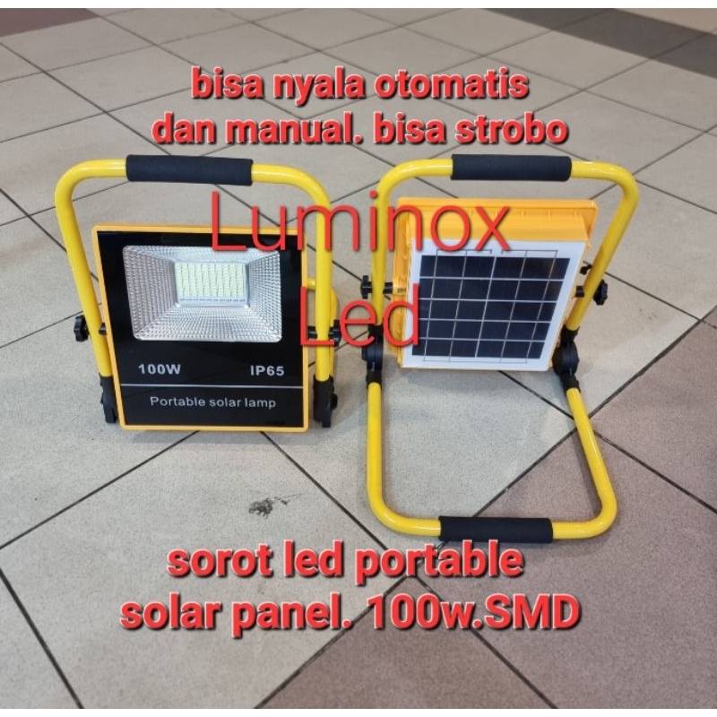 sorot emergency led portable 100w 100watt / tembak led solar panel 100 watt 100 w smd