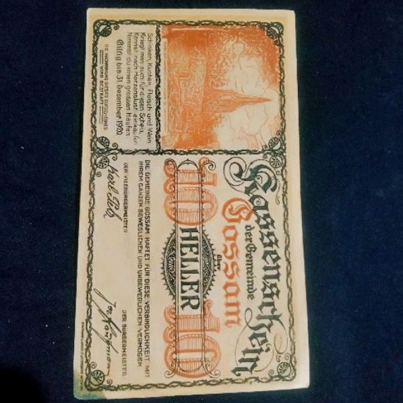 Koleksi Uang Darurat Notgeld Jerman Austria 10 Helller Bossam1920