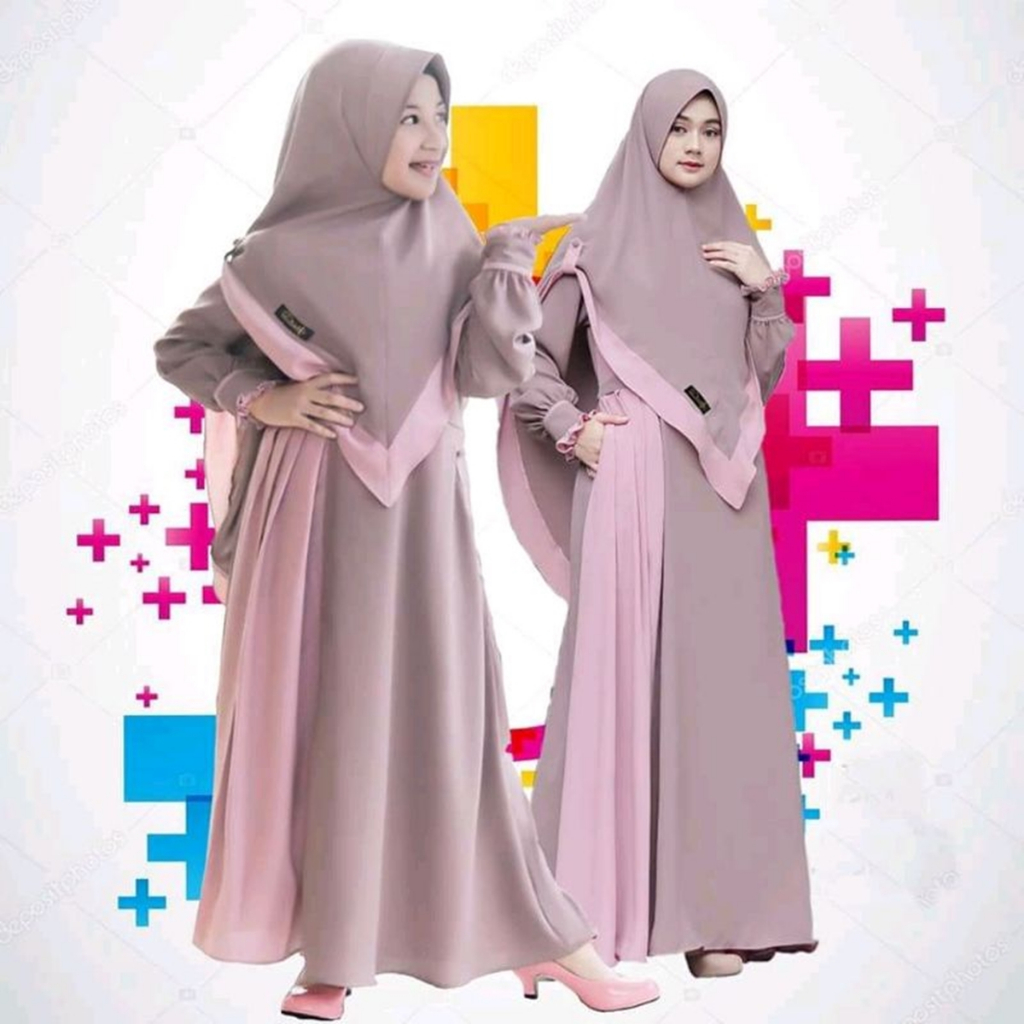 GAMIS SYARI SABYA KEKINIAN COUPLE IBU DAN ANAK TERBARU SET HIJAB 2023
