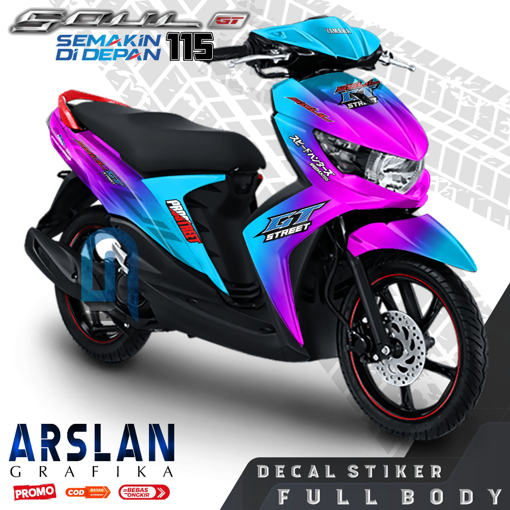 Decal Soul GT 115 Full Body Simpel - Stiker Soul GT 115 Polos - Set Stiker Motor Variasi Bunglon