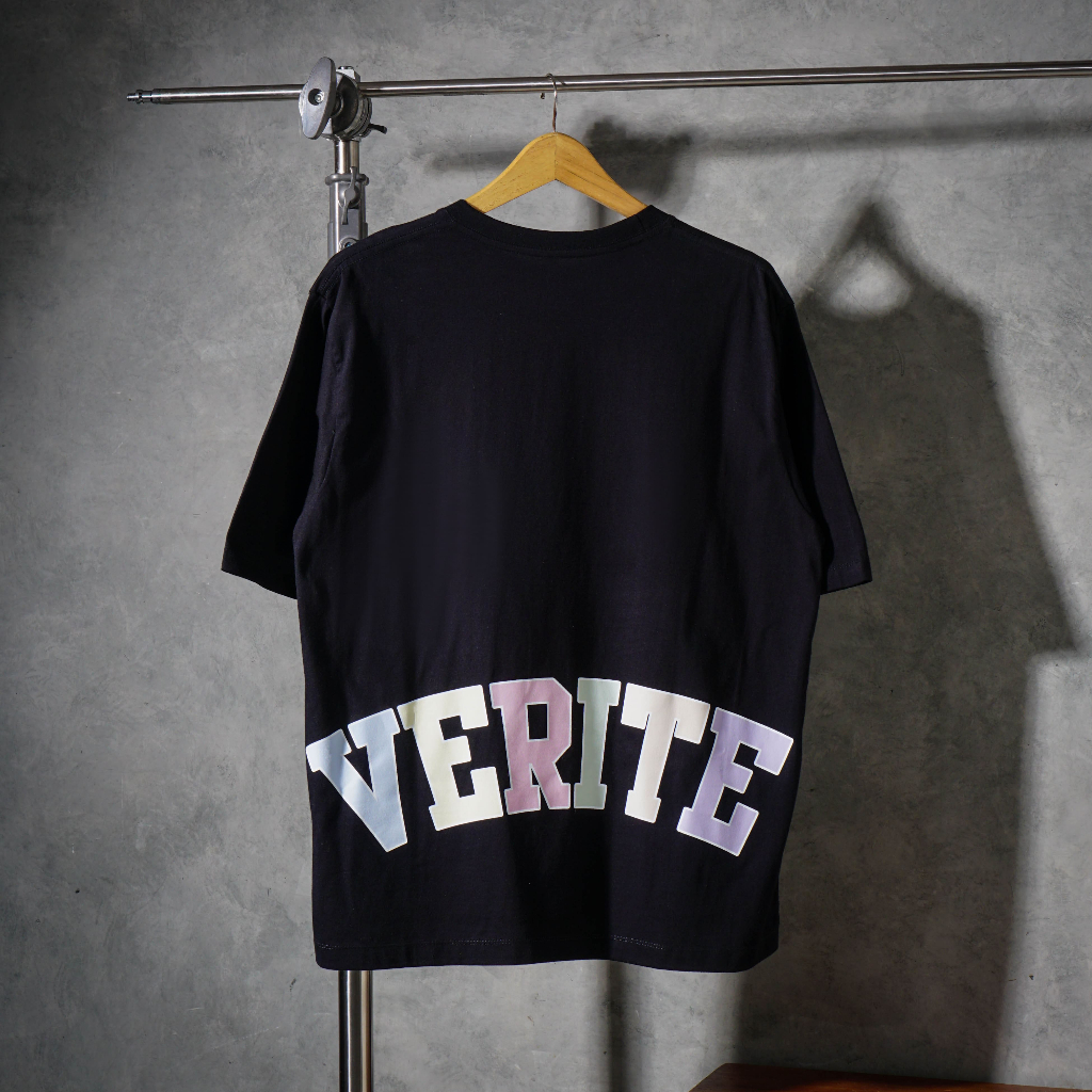 Verite Baju Oversize Unisex Hitam - Verite Rainbow (100% Cotton)