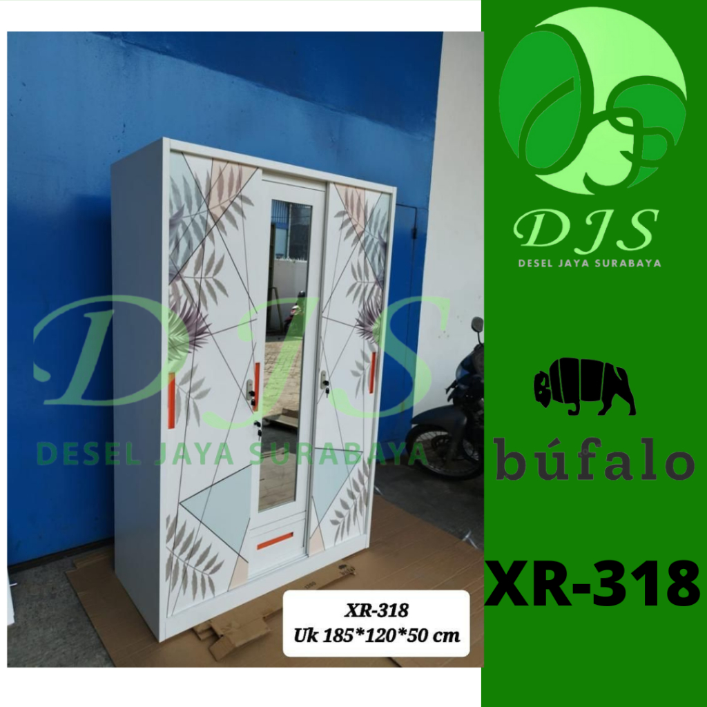Lemari Baju Besi Sliding - Lemari Baju 3 Pintu XR-318 - Lemari Baju Besi - Lemari Baju Sliding Kaca