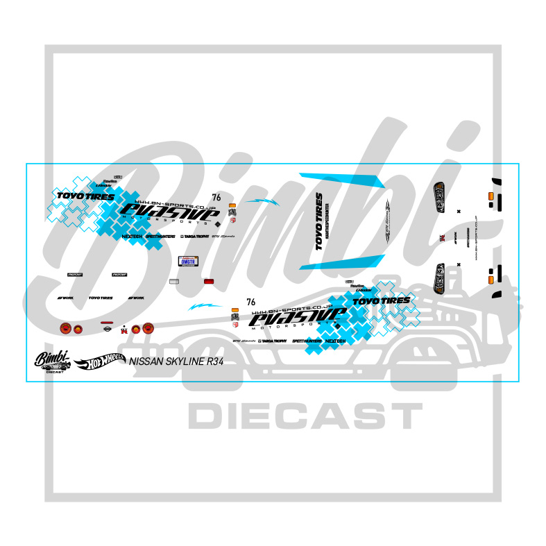 Decal Hotwheels Nissan Skyline R34 Evasive Transparan