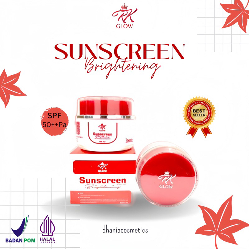 SUNSCREEN RK GLOW KOSMETIK VIRAL SPF 50++Pa ORIGINAL BPOM Melindungi Meremajakan Mencerahkan Anti Fl