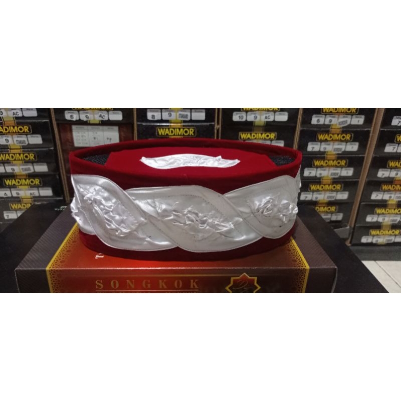 Kopyah Kopiah Peci Songkok Merah Cabe Betawi AC Ceplok Kembang Kol Putih