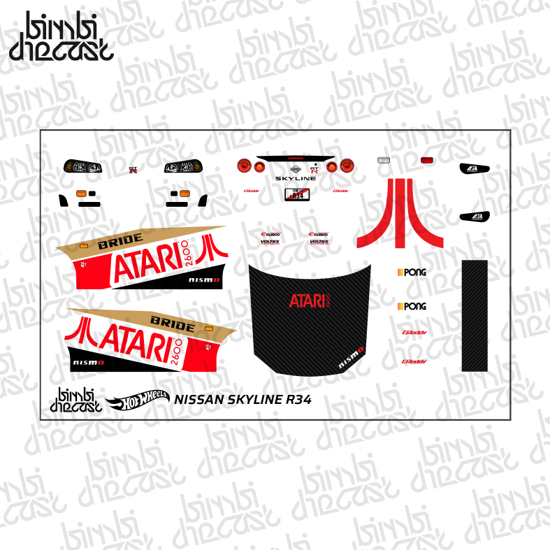 Decal Hotwheels Nissan Skyline R34 Atari Transparant