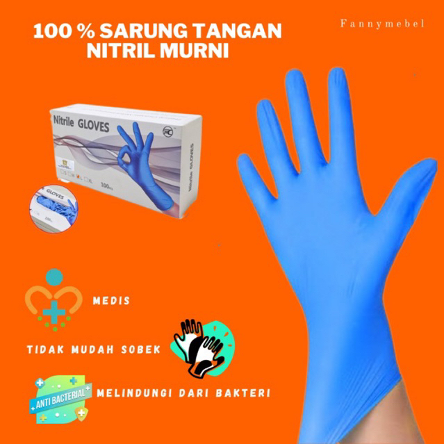 Sarung tangan NITRILE handscoon medis glove/ sarung tangan karet 1 box / handscoon /gloves / latex /
