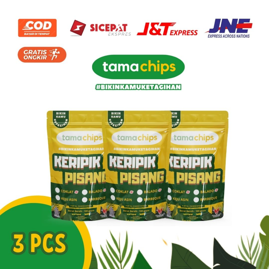 

(3 PCS) Tama Chips - Keripik Pisang Bumbu Tebal dan Renyah