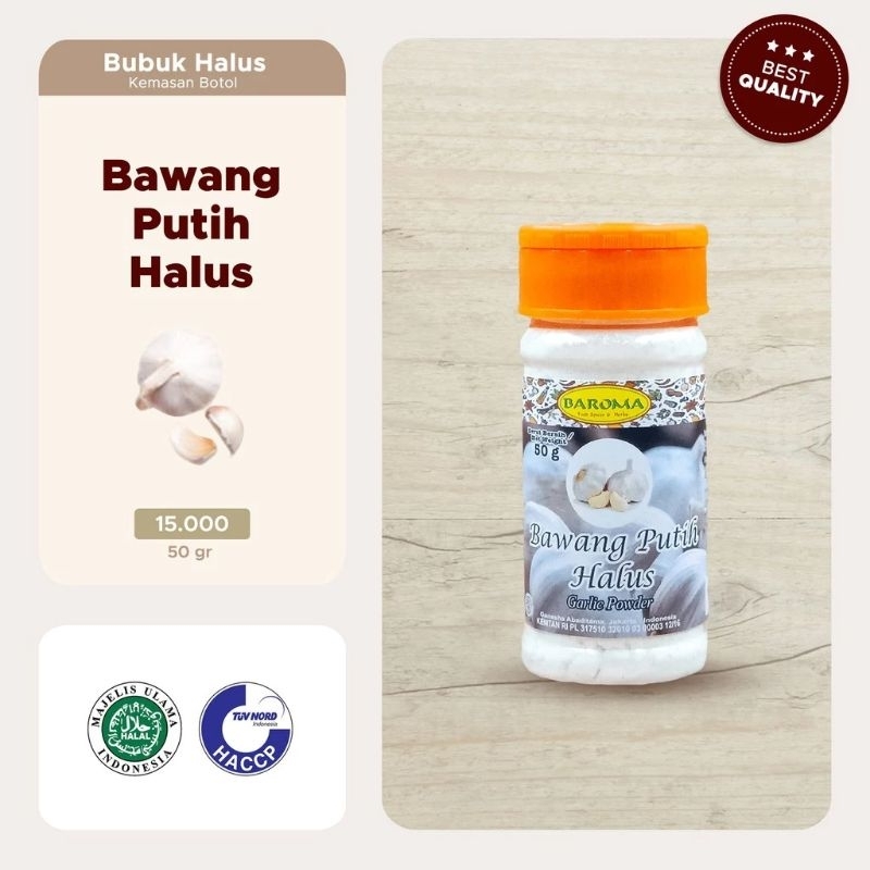 

Bawang Putih Bubuk Baroma Kemasan Botol 50 Gram