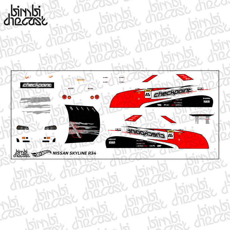 Decal Hotwheels Nissan Skyline R34 Checkpoint Transparan