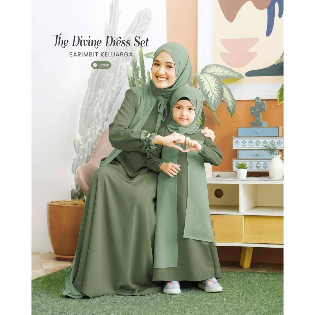 GAMIS SYARI AUSTINE COUPLE IBU DAN ANAK KEKINIAN SET HIJAB TERBARU 2023