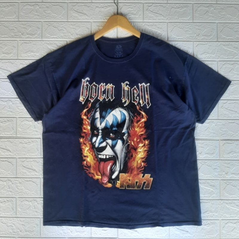 kaos t shirt band KISS tag FRUIT OF THE LOOM build up size XL unisex second sc