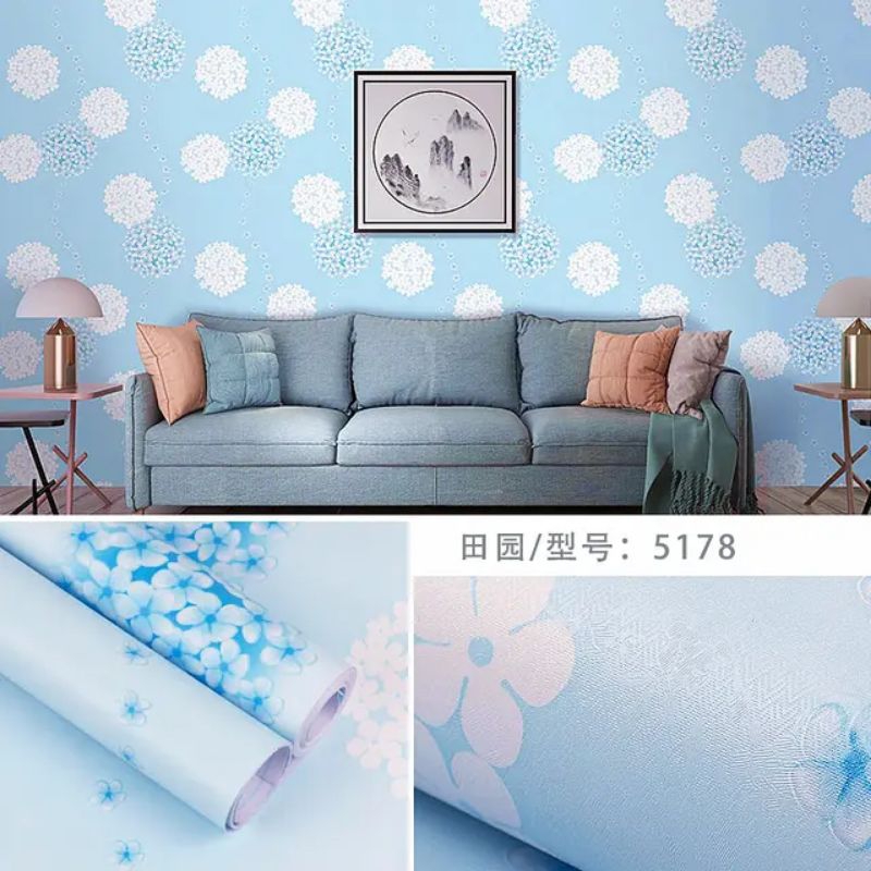 Wallpaper Dinding Sticker Dinding Bunga Dandelion Biru