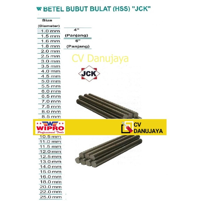 Betel Pahat Bubut Bulat (HSS) - Size (Panjang) 4" (Diameter) 6mm 6,5 12.5 mm 13mm JCK