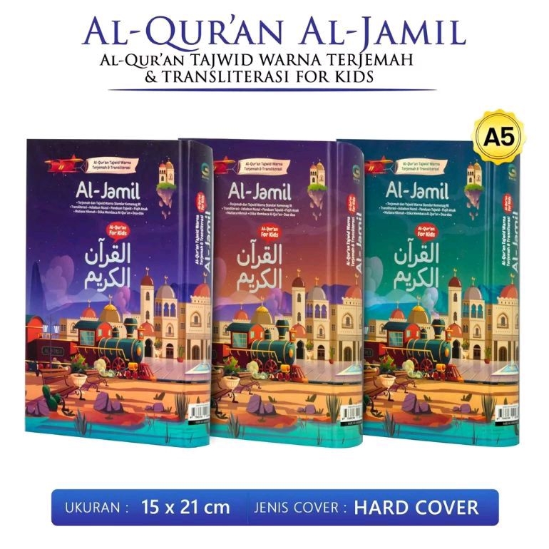 Mushaf AlQuran Al Jamil Tajwid warna dan terjemahan transliterasi for kids A5 Tanggung