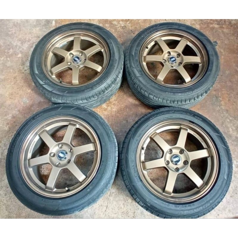Velg Mobil Second Tokyo(HSR) Model Te37 Ring 17 Pcd 5x114 ÷Ban DLP 215 55 R17 Buat Innova HRV Juke x
