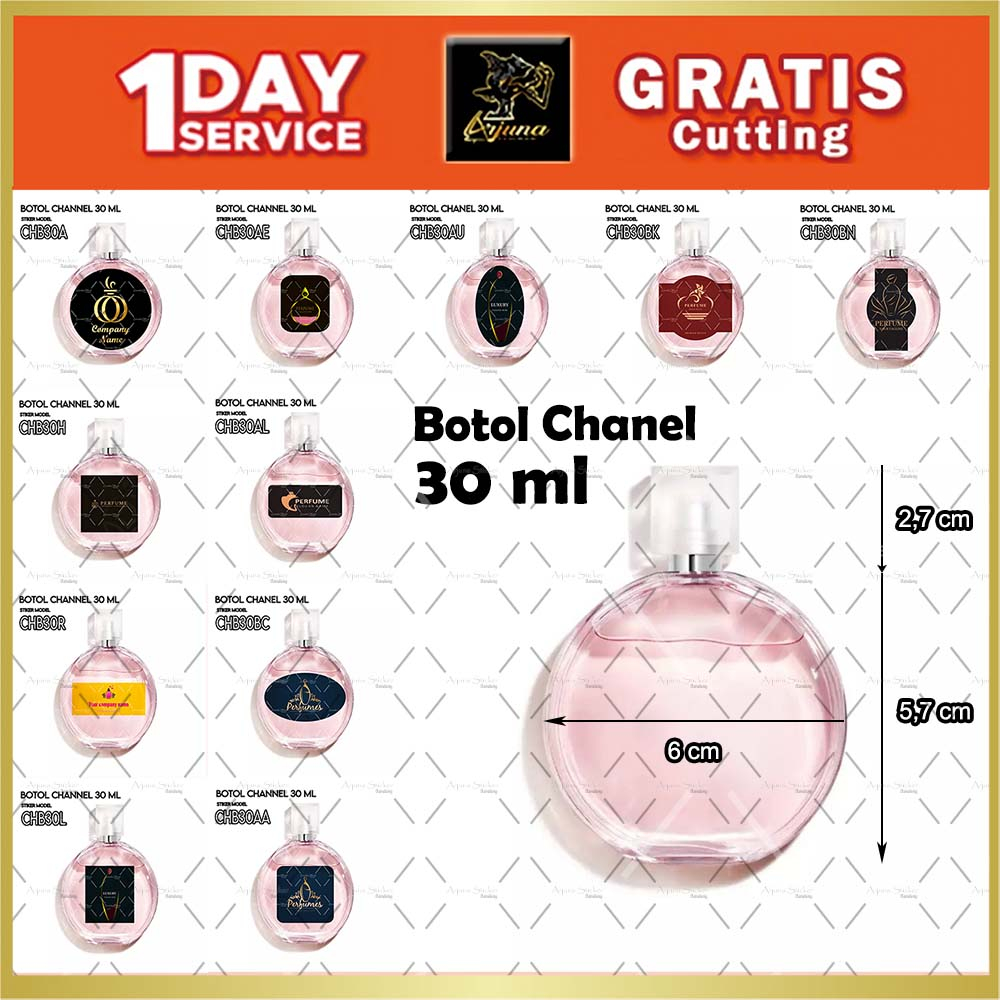 

Stiker Botol Parfum Ch Chanel 30 ml Bulat Parfume Sticker Label Custom Channel Bahan Premium Glossy