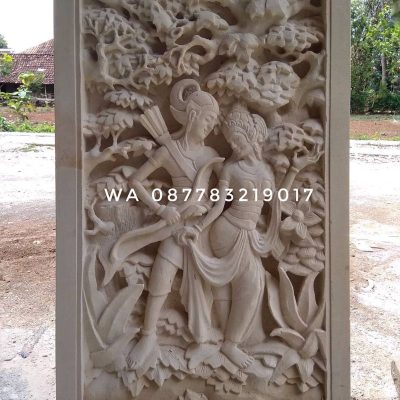 Ukiran Batu Alam Jogja Motif Relief Kekayon - Ramayana - Kaligrafi - Lampion - Roster - Custom